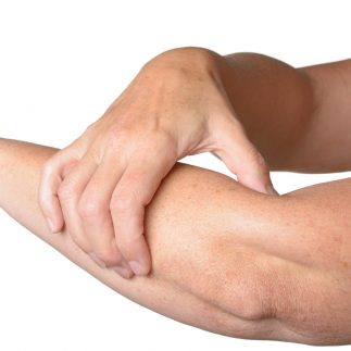 An image of a pressure point on an arm to explain meridian system in relation to lymphatic fluid retention, water retention